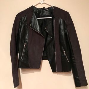 Faux leather + suede cropped jacket